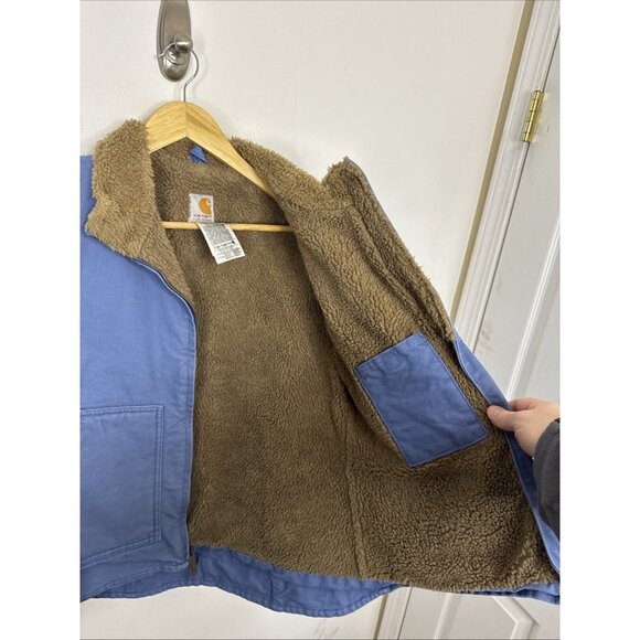 Carhartt Women's Sherpa Lined Canvas Work Jacket Medium WJ022 FHB Blue Size M - Picture 7 of 8